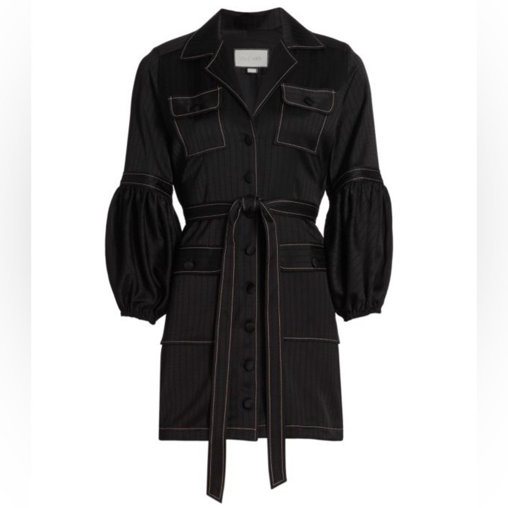Alexis Black Mini Dress with Contrast Stitching